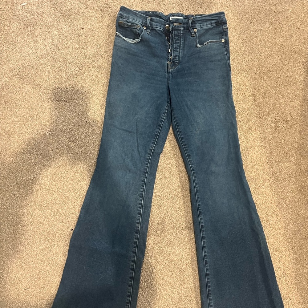 Good American Dark Blue Flare Jeans